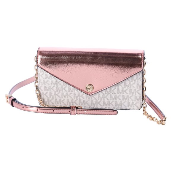 Michael Kors Jet Set Travel Small Signature Clutch Crossbody Vanilla Primrose - Picture 7 of 14
